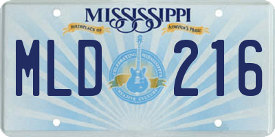 MS license plate MLD216