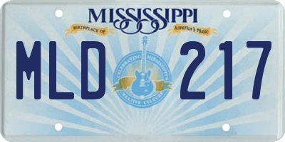 MS license plate MLD217