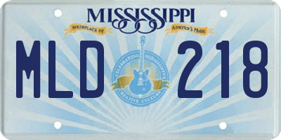 MS license plate MLD218