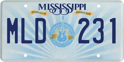MS license plate MLD231