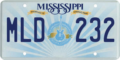 MS license plate MLD232