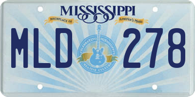 MS license plate MLD278