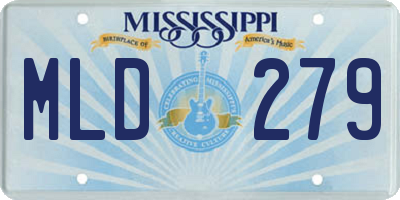 MS license plate MLD279