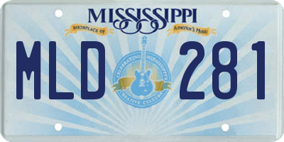 MS license plate MLD281