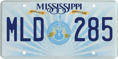 MS license plate MLD285