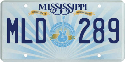 MS license plate MLD289