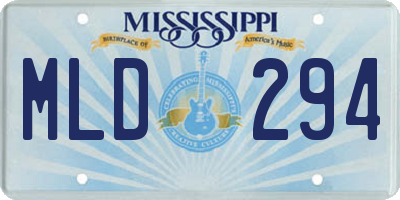 MS license plate MLD294