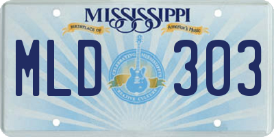 MS license plate MLD303