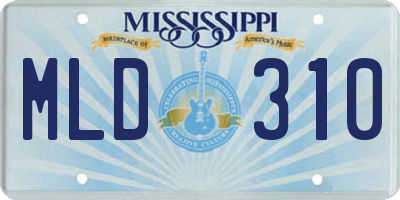 MS license plate MLD310