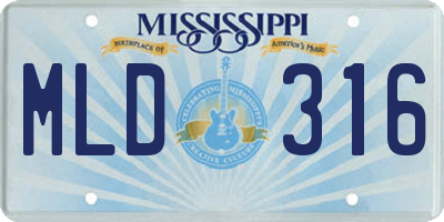 MS license plate MLD316