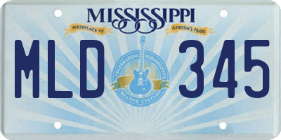 MS license plate MLD345