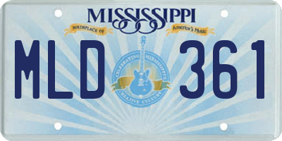 MS license plate MLD361