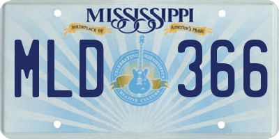 MS license plate MLD366