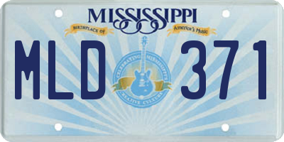 MS license plate MLD371