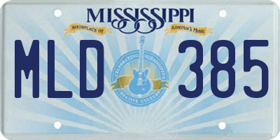 MS license plate MLD385