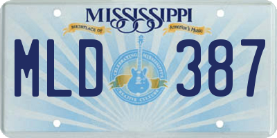 MS license plate MLD387