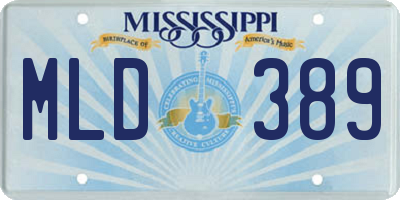 MS license plate MLD389