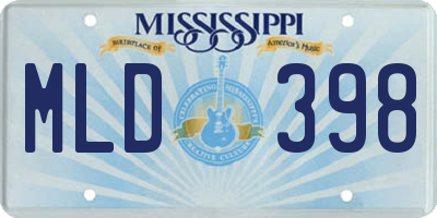 MS license plate MLD398