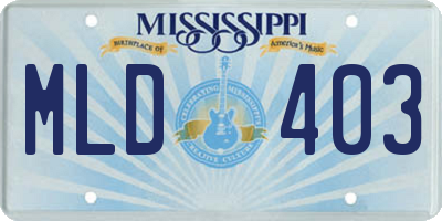 MS license plate MLD403