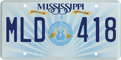 MS license plate MLD418