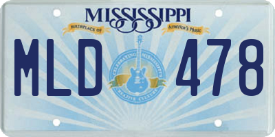 MS license plate MLD478