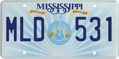 MS license plate MLD531