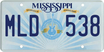 MS license plate MLD538