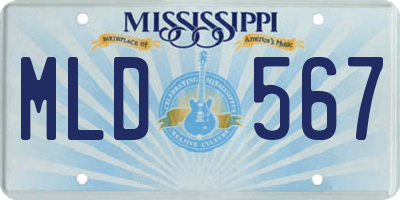MS license plate MLD567
