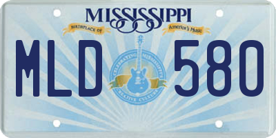 MS license plate MLD580
