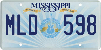MS license plate MLD598