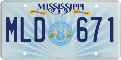 MS license plate MLD671