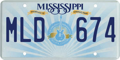 MS license plate MLD674