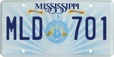 MS license plate MLD701
