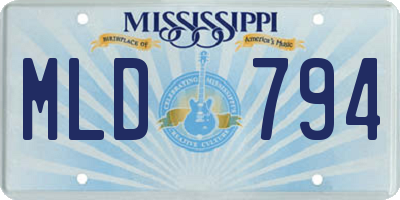 MS license plate MLD794