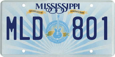 MS license plate MLD801