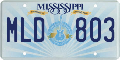 MS license plate MLD803