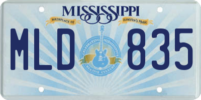 MS license plate MLD835