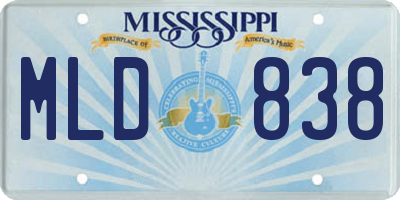 MS license plate MLD838