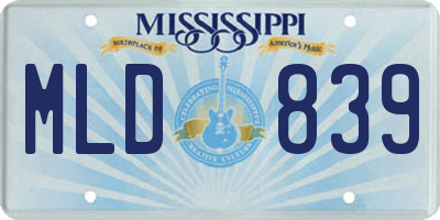 MS license plate MLD839