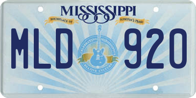 MS license plate MLD920