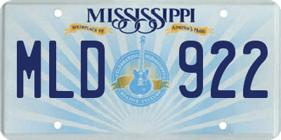 MS license plate MLD922