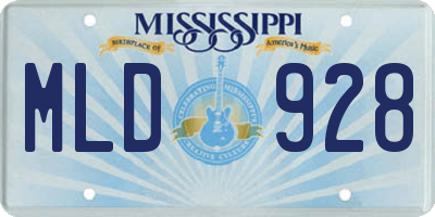 MS license plate MLD928
