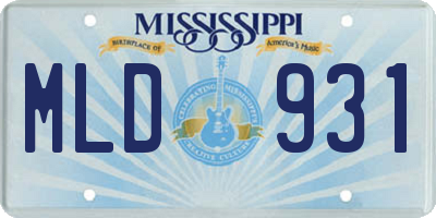MS license plate MLD931