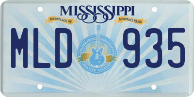MS license plate MLD935