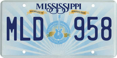 MS license plate MLD958