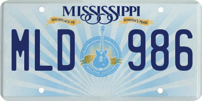 MS license plate MLD986