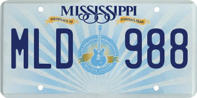 MS license plate MLD988