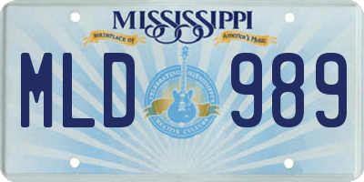 MS license plate MLD989