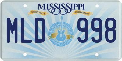 MS license plate MLD998