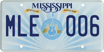 MS license plate MLE006